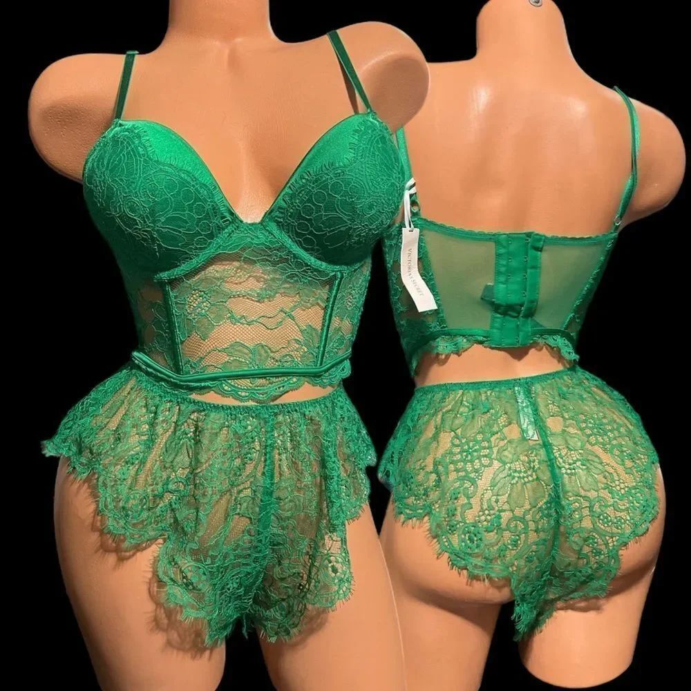 Victorias Secret Set Bombshell Add-2-Cups Push Up Corset bra & brazilian Panty